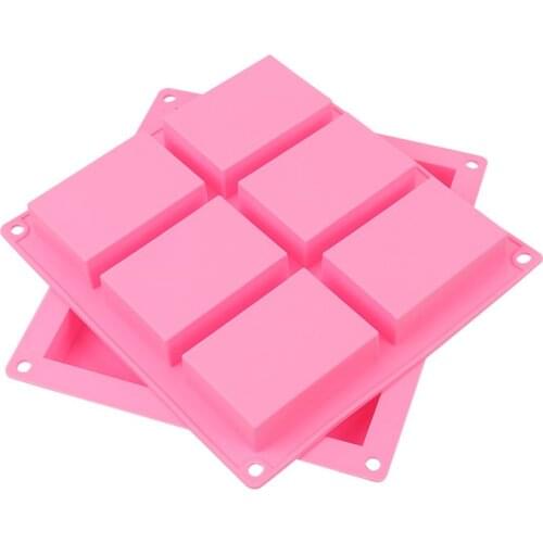 6 Cavity Plain Basic Rectangle Silicone Soap Mould Bake Mold Tray For Homemade DIY Craft Soap Mold Decor Tools 3D Mold
