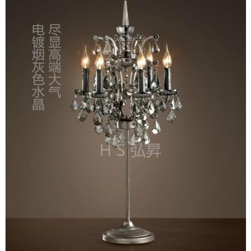 RH loft American style retro industrial iron crystal table lamp for bedroom dining room lamp E14 110-240V