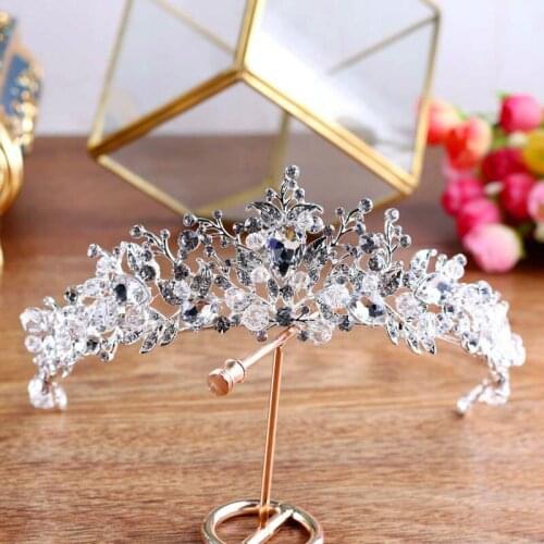 Crystal Rhinestone Beads Handmade Bridal Tiara and Crowns Bride Noiva Diadem Headpiece Head Jewelry Wedding Hair Accessories SL