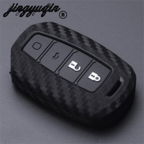 Jingyuqin For Hyundai Palisade Grandeur Azera Elantra GT Kona Santa Fe Smart Remote Fob Cover 3/4 Buttons Carbon Car Key Case