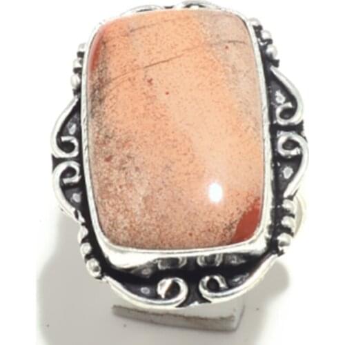 Picture Jasper Ring Silver Overlay over Copper, USA Size: 7.25 , R5844