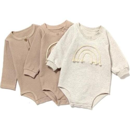 Spring Infant Baby Boy Girl Rompers Boy Girl Long Sleeve Pure Color Rompers Autumn Baby Boy Girl Newborn Rompers Clothes