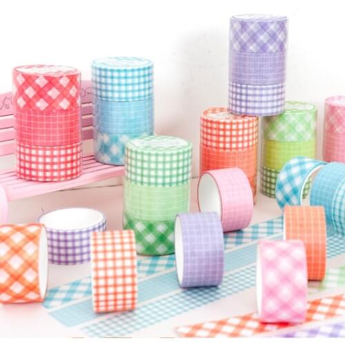 3 rolls/set Kawaii color grid control square grid Lattice style washi tape DIY Planner diary scrapbooking masking tape escolar