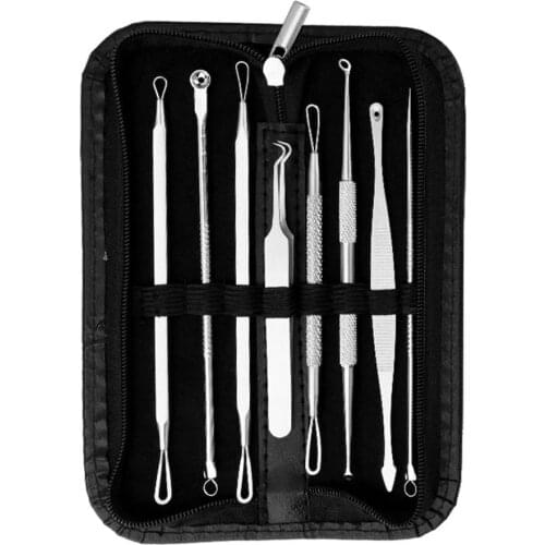 8-Piece Sets Acne Needle Set Stainless Steel Acne Needle Black-Tip Tweezers For Beauty Salons Facial Beauty