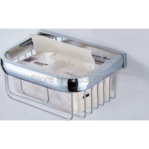 Wall Mounted Chrome Brass Bathroom Accessory Toilet Paper Holder Roll Holder Basket lba535