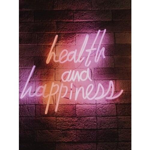 Neon Sign for Health Happiness Neon Tube Sign gift Light handcraft Publicidad Lamp Neon Sign Pub Garage Lamp LogoTube Neon Shop