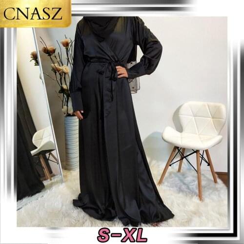 Latest Satin Elegant Style Ruffles Long Sleeve Jumpsuits Muslim Women Dresses Jumpsuit Dubai Islamic Turkey Fashion Style
