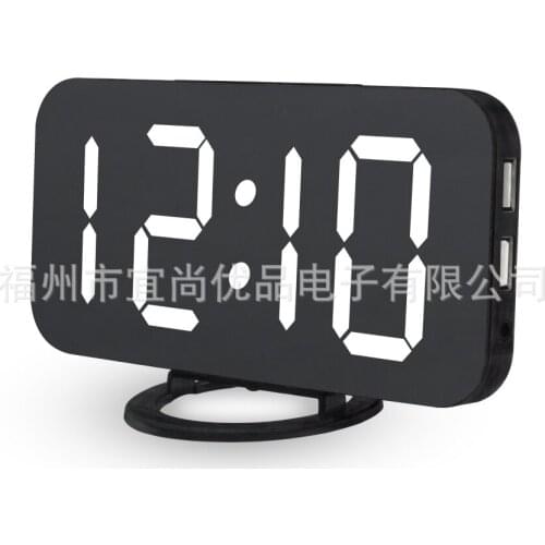 New Creative Mobile Phone Charging Mirror Electronic Snooze Alarm Clock LED Display Hotel Clock Factory Wholesale
