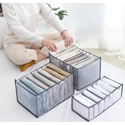 Jeans Compartment Storage Box Closet Clothes Separation Box Stacking Pants Drawer Divider Storage Underwear Bra Organizer