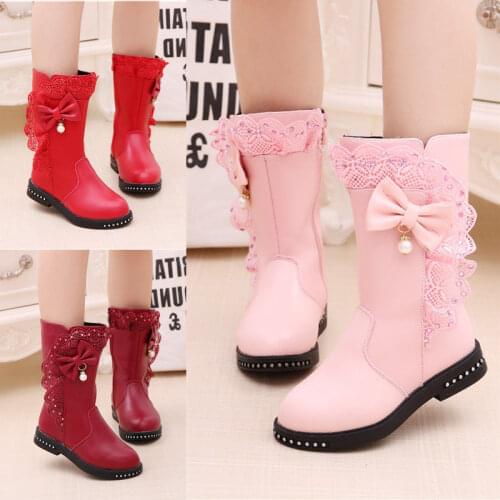 Girls Boots Autumn Winter 2020 New Korean Version of Childrens Single Boots In The Big Child Girl Plus Velvet Princess Shoes
