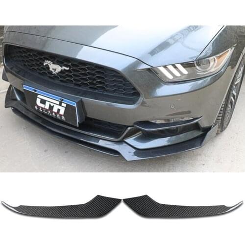 2Pcs/Set High quality Carbon Fiber Bumper Front Lip wind knife Protector Fits For Ford Mustang 2015 2016 2017