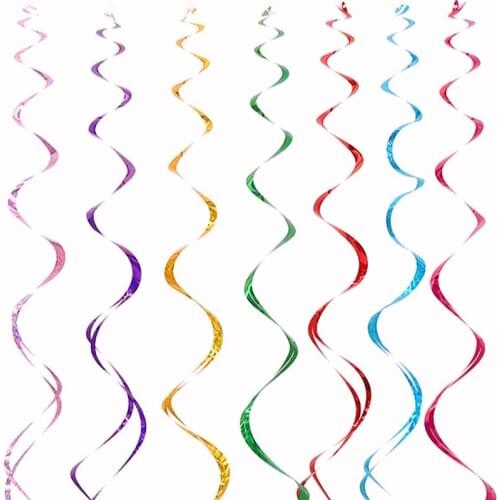 6pcs/pack Double Helix Design Hanging Coloured ribbon Gorgeous Ceiling Accessories For Wedding Birthday Party Festival Decor