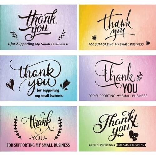 10 pcs 5*9 CM Laser Thank You Greeting Card Thank You for Supporting My Small Business seal label Gift Wrapping Decoration Card