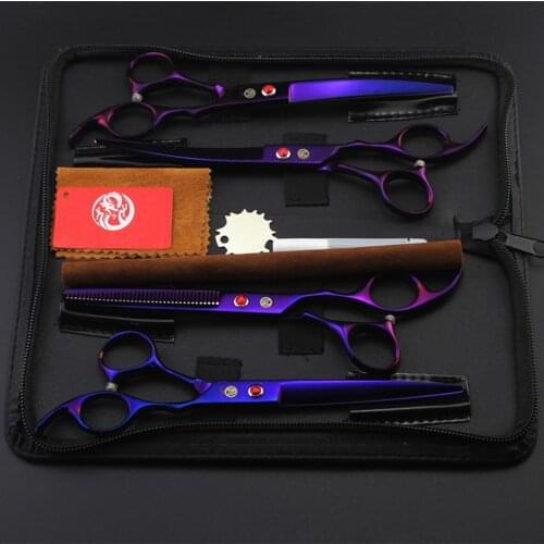 7.0 inch Professional Pet Scissors for Dog Grooming Shears High Quality Straight Thinning Curved Scissors 4pcs/set