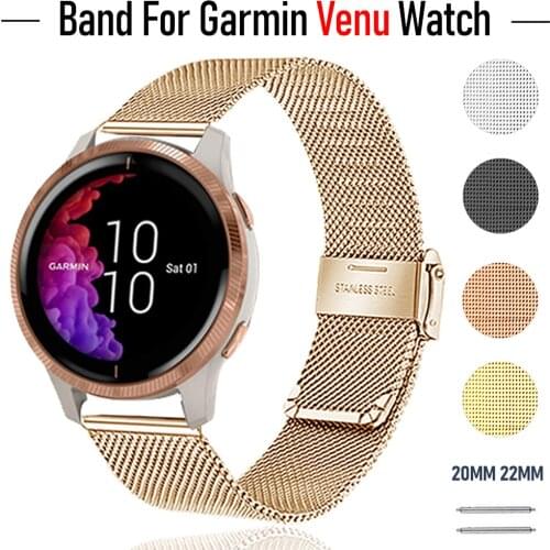 20mm 22mm Milanese Wrist Strap for Garmin Venu Watch Stainless Steel Watchband Metal Band Bracelet for Garmin Watch Accessories