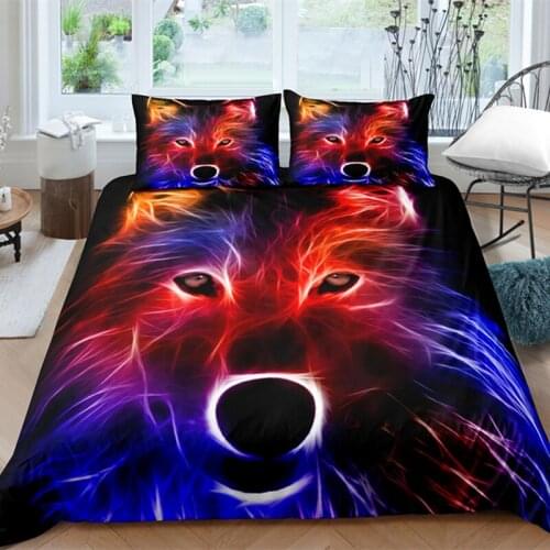 Luxury 3D Wolf Bedding Sets King Boho Animal Duvet Cover Set with Pillowcase Full Queen Comforter Bed Sets 200x200