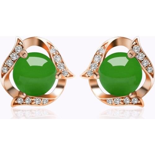 Natural Green Jade Chalcedony Round Earrings 925 Silver Carved Charm Jadeite Jewelry Fashion Amulet for Women Gifts