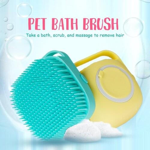 Pet Bath Spa Brush Multifunction Dog Cat Soft Head Massage Brush with Shower Gel Dispenser Dog Hair Washing Comb Shower Brush