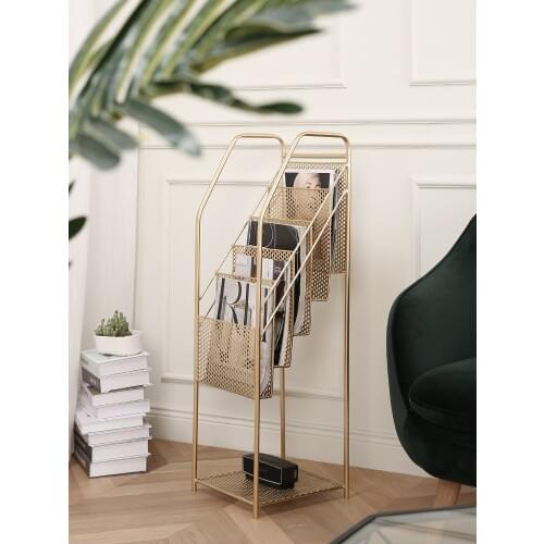 Nordic Wrought Iron Living Room Multi-layer Magazines And Newspapers Storage Rack Modern Minimalist Floor-standing Storage Shelf