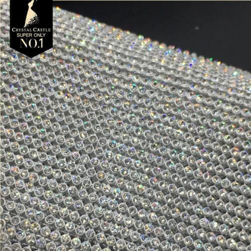 Crystal Castle Super Shine SS8.5-SS9 Hot Fix Rhinestone Sheet Crystal AB Silver Base Strass Trim Textile Hotfix Rhinestones Mesh