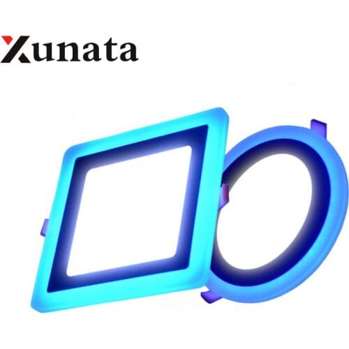 Ultra thin LED Panel Light 6w 9w 16w 24W Blue + White Round Square Recessed LED Ceiling Panel Light Recessed Downlight AC85-265V