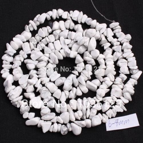 High Quality 5-8mm Natural White Howlite Chip Gravel DIY Gems Loose Beads Strand 34" Jewelry Making Free Shipping w418