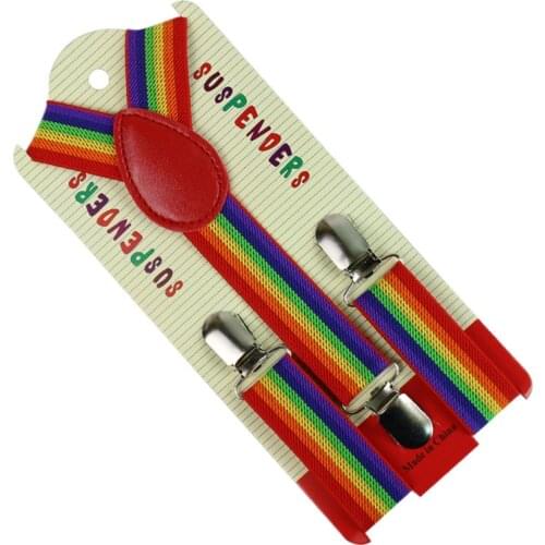 Winfox Fashion Toddlers Rainbow Stripes Style Suspenders Boys Girls Kids Children Elastic Y-Back Party Suspender