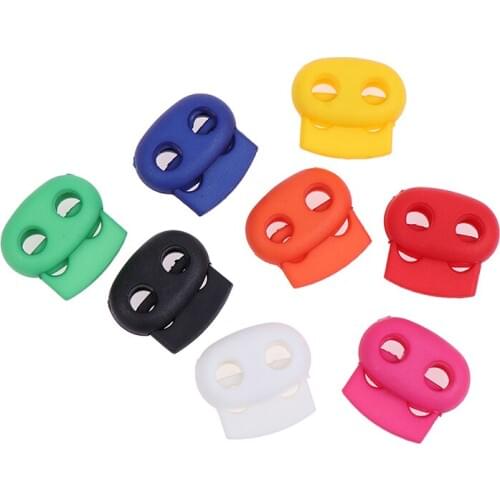 20pcs/lot Colorful 5mm Hole Plastic Stopper Cord Lock Bean Toggle Clip Apparel Shoelace Sportswear Accessories