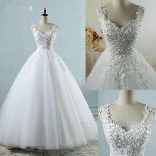 Prom Dress Spaghetti Straps White Ivory Tulle Bridal Gown Wedding Dress 2021 Pearl Wedding Dress Custom-Made