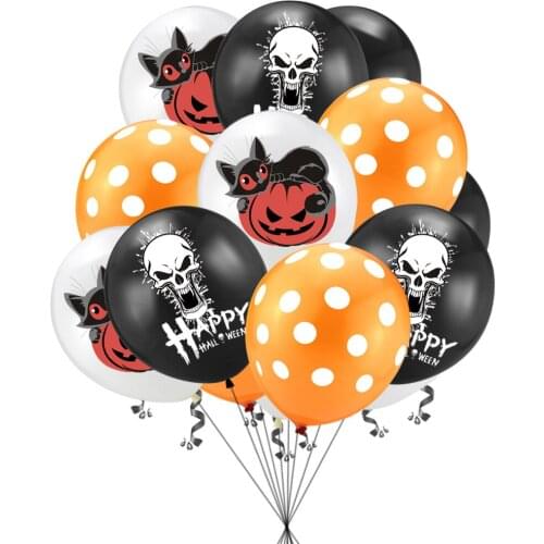 15 pcs Halloween Party Balloon Decoration Fun Orange Printed Ghost Jack-o-Lantern Latex Balloons Trick or Treat