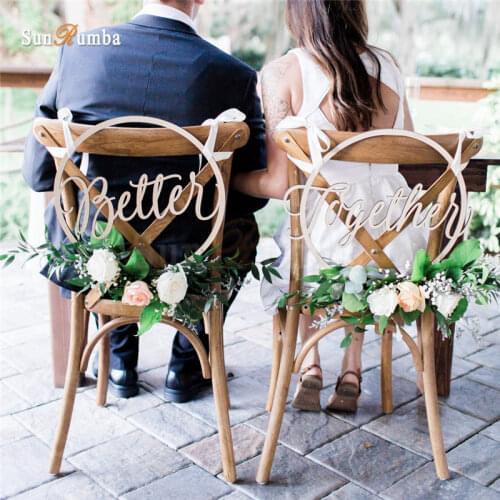 2pcs/set Better Together Rustic Wedding Sign Decor Ideas Chairs Hanging Signs Mariage Party Decorations Wood Wedding Decoration