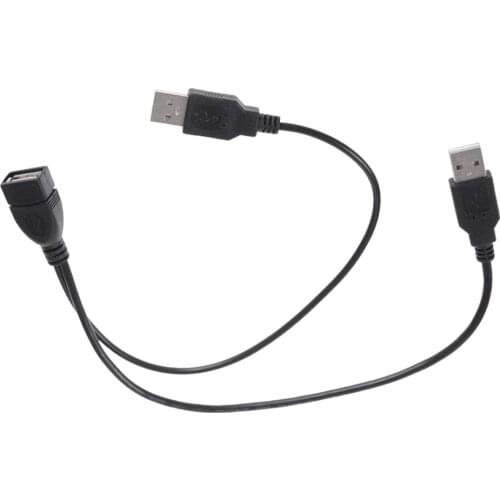 20 Cm USB2.0 Splitter Y Female to 2 Male Extension Wire Charging Cable Black
