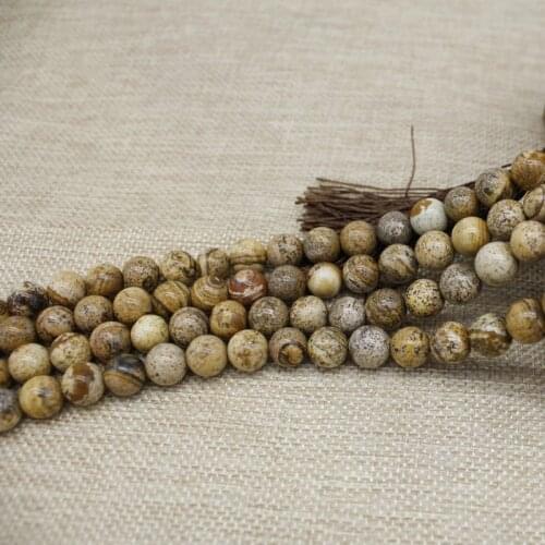 6-10MM 1Strand/Pack 100% Natural Picture Stone Round Jewellery Bead Jewelry Loose Beads