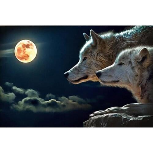 5D DIY Diamond Painting Animal Wolf Scenery Diamond Embroidery Mosaic Needle Round Rhinestone Home Decoration