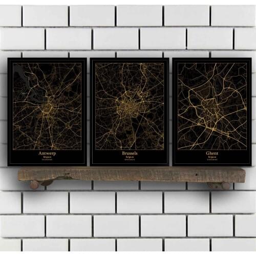 Antwerp Brussels Ghent Belgium Map Poster