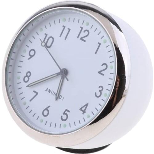 Car Clock High Accuracy Car Dashboard Clock Classic Table Mini Quartz Clock Car Onboard Small Round Luminated Clock -white