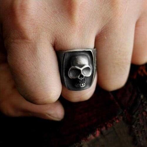 Freeshipping Wholesale Stainless Steel Gothic Punk Skull Mask Ring Biker Hiphop rock Jewelry Unique Fashion Gift for Men
