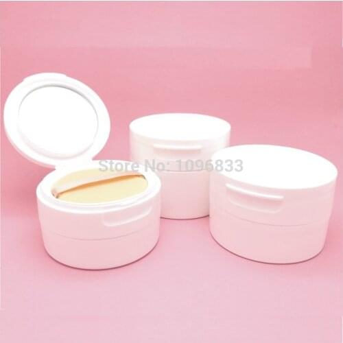 30G 40G 50G 10pcs/Lot Big White Cosmetic Loose Powder Box Sifter Mesh Jar Empty Blush Face Powder Container with Puff and Mirror