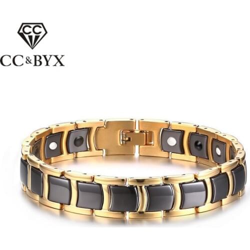 CC Bracelet Mens Jewelry 2017 New Arrival 12mm Stainless Steel Ceramic Trendy Bracelet Magnet Bangles Drop Shipping SBRM-031