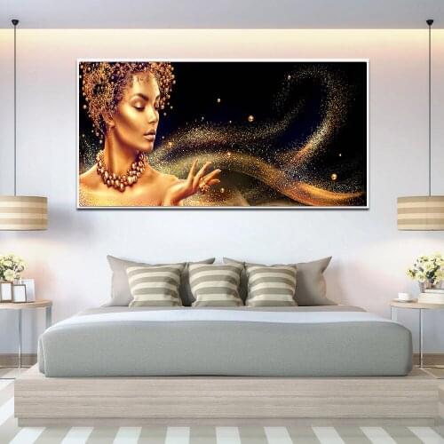 Black Golden Women Sexy Nude Girl Nordic Modern Canvas Art Poster And Print For Living Room Home Decoration Pictures Unstretched
