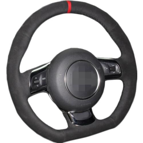 Black Suede Hand sewing Car Steering Wheel Cover for Audi TT 2008-2013