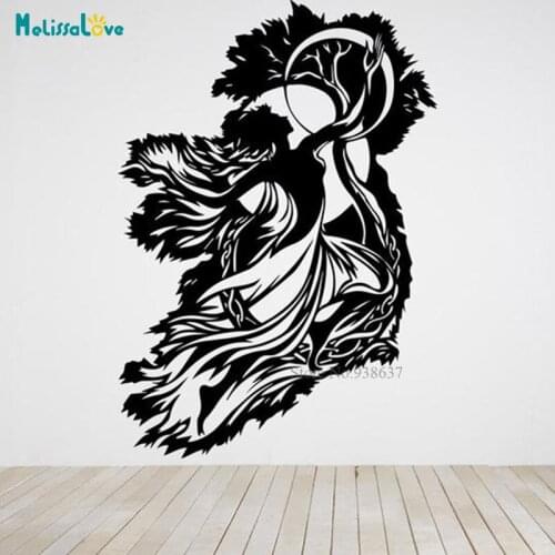 The Girl With Moon Spirit Of Ireland Goddess Wall Decal Home Decoration Removable Vinyl Sticker Mural BD299