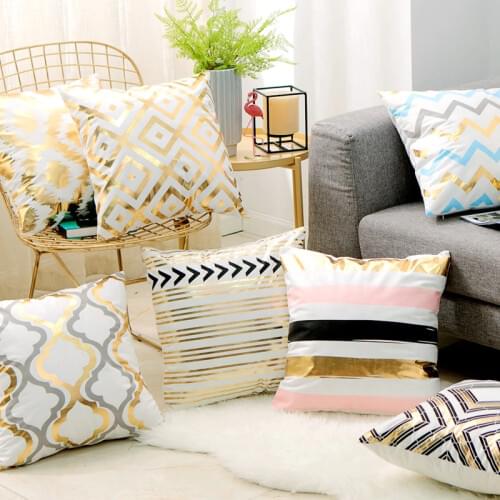Geometry Bronzing Cushion Cover Cotton Polyester Bohemian Printed Home Decorative Pillows Cover