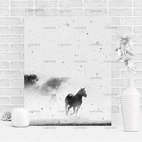 Canvas Prints Home Decor Painting Wall Art Nordic Style Black White Animals Run Horses Poster Modular Pictures Living Room