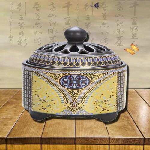 Ceramic Enamel Color Incense Stove 2/4 Hour Coil Incense Burner Antique Sandalwood Stove Indoor Furnishings For Buddha