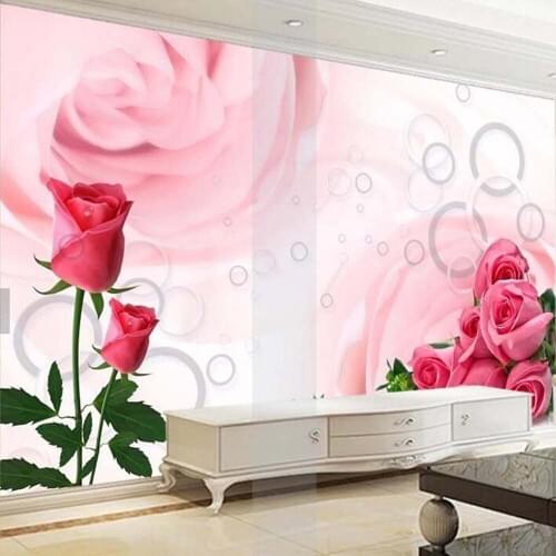 Circle Pink Rose Modern Wallpaper 3D Photo Mural Wallpapers for TV Sofa Living Room papel de parede 3d Custom Size Wall Paper