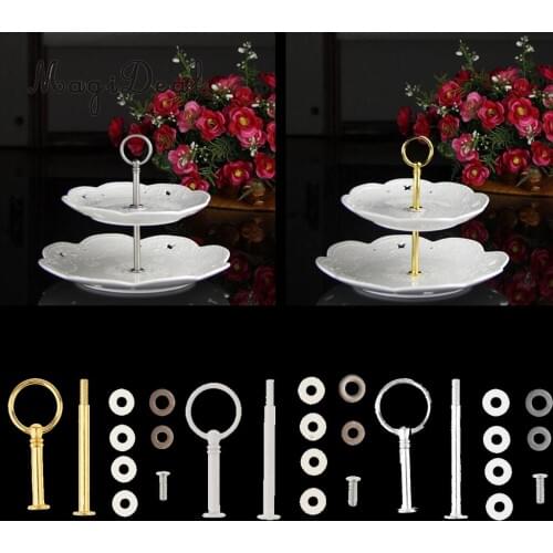 2 Tier Metal Round Top Fruit Cake Stand Fruit Food Plate Jewelry Display Rack Center Handle Fitting Hardware Rod