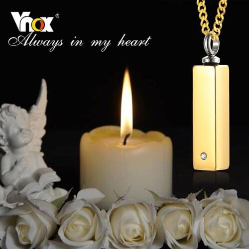 Vnox Cremation Urn Necklaces for Men, Glossy Stainless Steel Tube Pendant, Ashes Perfume Holder, Memorial Gift