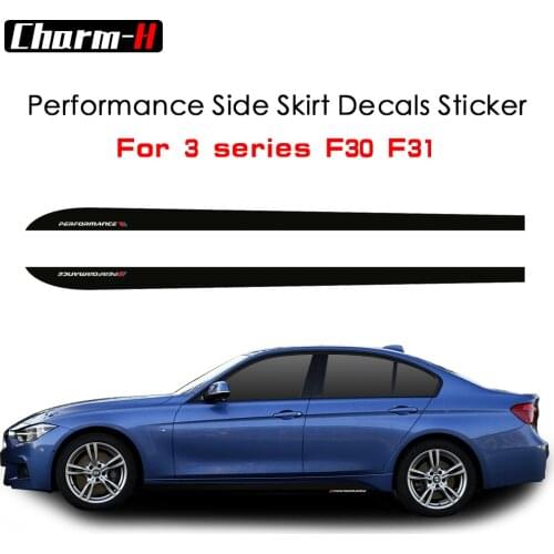 2pcs Car Styling M Performance Side Skirt Sill Stripes Vinyl Stickers Body Decal For BMW 3 Series 320i 328i 335i F30 F31