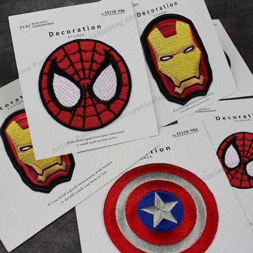 Marvel Iron man spiderman captain America superheroes patches anime cartoon clothes patches Garment stickers embroidery clothing